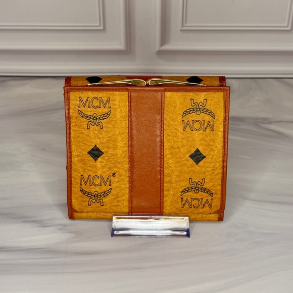MCM Vintage Visetos Kisslock Wallet | Brown & Gold | Authentic - Picture 3 of 10